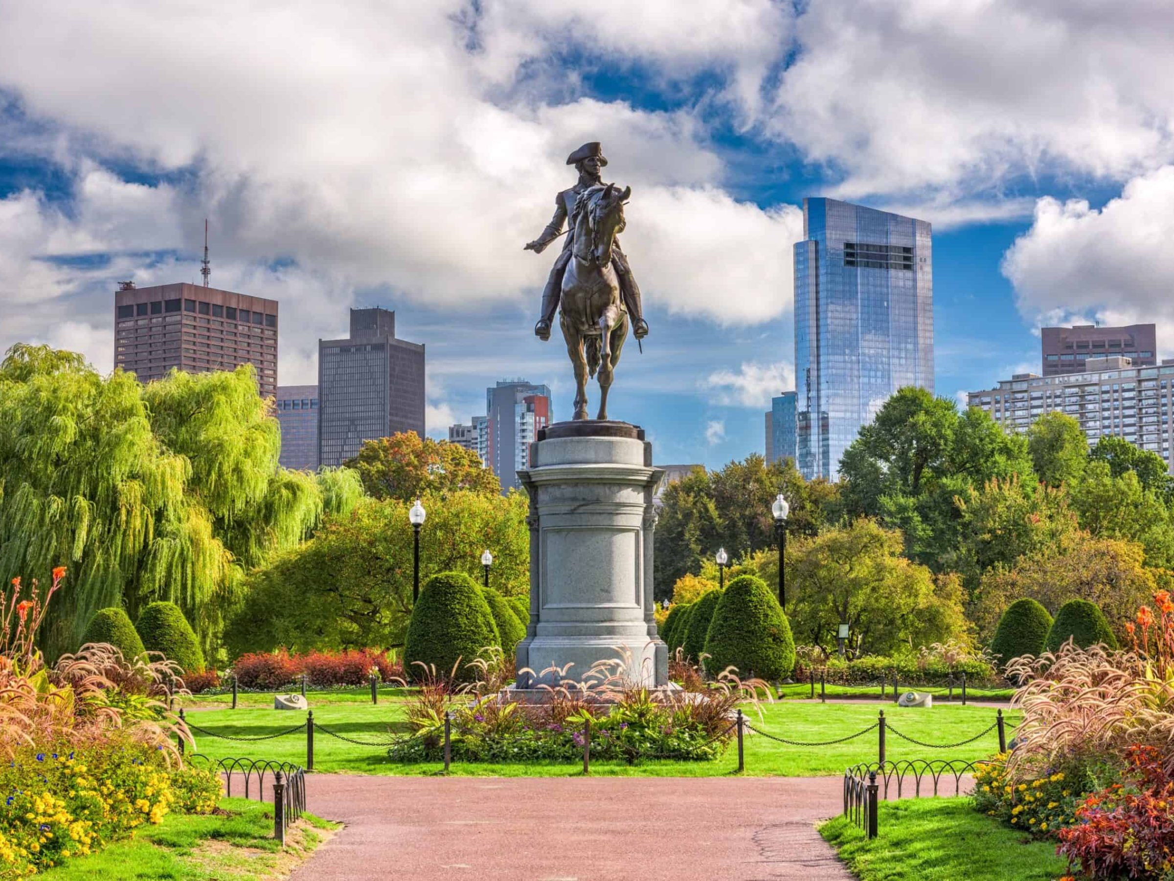 George Washington Monument at Public Garden in Boston, Massachusetts.